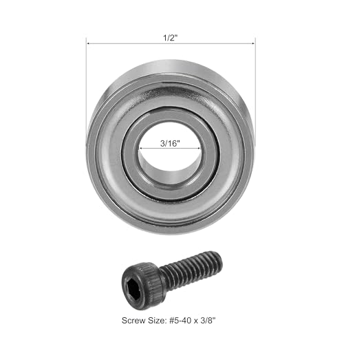 uxcell 12Pcs Bearing Accessory Kit 3/16" I.D. 1/2" OD Top Mounted Bearings for Router Bit (#5-40 x 3/8" Screws) - size: 3/16"x1/2"x10/51"
