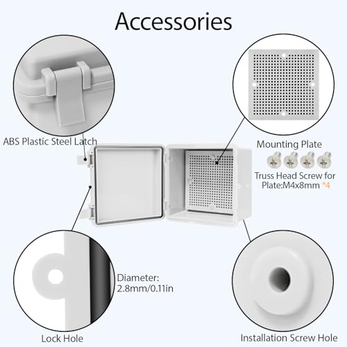 Junction Box, ABS Plastic IP65 Waterproof Dustproof Universal Electrical Enclosure Hinged Shell Outdoor and Indoor Usage Project Box, 5.9"x 5.9"x 3.5"(150x150x90mm), 2 Pack - size: 5.9" x 5.9"x 3.5" (2pc)