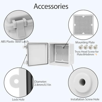 Junction Box, ABS Plastic IP65 Waterproof Dustproof Universal Electrical Enclosure Hinged Shell Outdoor and Indoor Usage Project Box, 5.9"x 5.9"x 3.5"(150x150x90mm), 2 Pack - size: 5.9" x 5.9"x 3.5" (2pc)