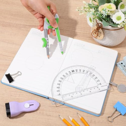 Zonon 2 Pcs Protractor and Compass Set, Swing Arm Protractor, Green Clear - color: Green and Clear