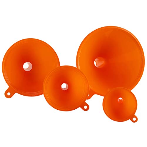 Oil Funnel Set - Plastic Funnels for Automotive & Kitchen - color: Orange