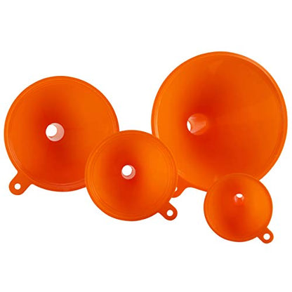 Oil Funnel Set - Plastic Funnels for Automotive & Kitchen - color: Orange