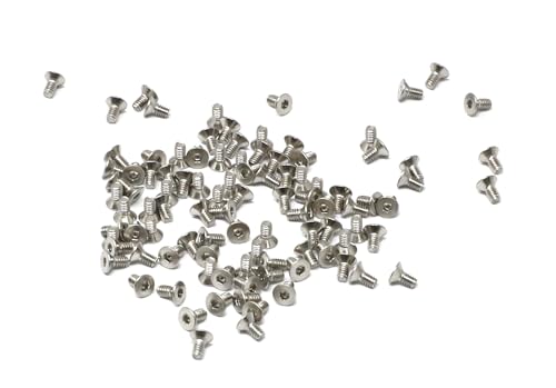 iexcell 100 Pcs M2 x 4mm Thread Pitch 0.4 mm Stainless Steel 304 Hex Socket Flat Head Cap Screws Bolts Kit - size: M2 x 4mm