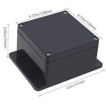 Project Box IP65 Waterproof Junction Box ABS Plastic Electrical Boxes DIY Electronic Project Case Power Enclosure with Fixed Ear 4.72x4.72x2.95 inch (120x120x75mm) - color: Black, size: 4.72"x4.72"x2.95"