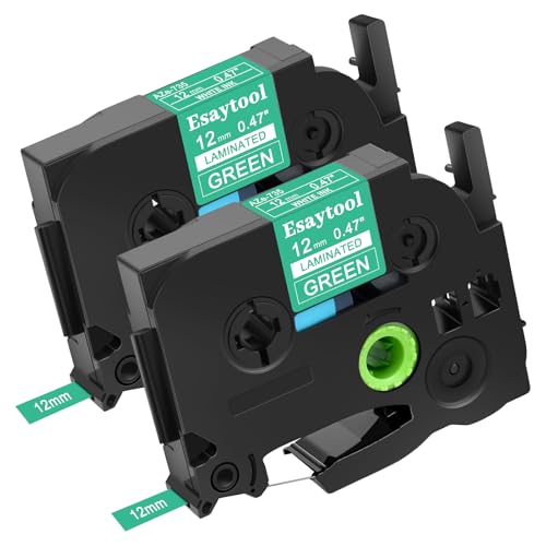 2 Pack Esaytool Replacement for P-Touch TZe-735 TZe735 TZ735 Laminated Label Tape 1/2" 12mm 0.47" White on Green Tape Compatible with ptouch PT-D210 D220 H110 H100 P710BT D220 D410 D600 Label Maker - color: White on Green, size: 12mm