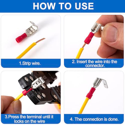 ANCIRS 15pcs Semi-Insulated Piggyback Spade Connectors, 3 Models, 3 Colors - size: 22-10 AWG