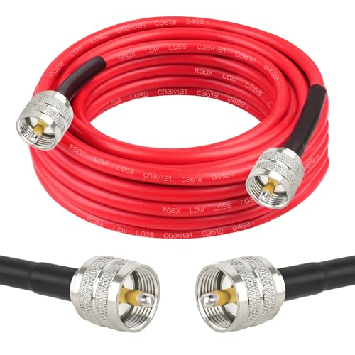 MOOKEERF RG8X Coaxial Cable 20ft,CB Coax Cable,UHF PL259 Male to Male Low Loss CB Antenna Cable 50 Ohm for HAM Radio,Antenna Analyzer,Dummy Load,SWR Meter - size: 20FT