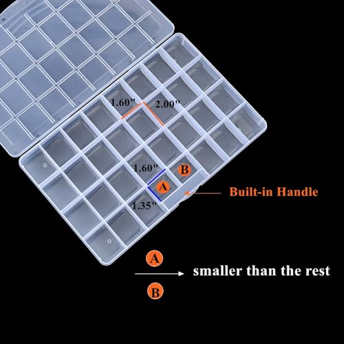 3 Pack Fixed 32 Grids Clear Plastic Storage Box
