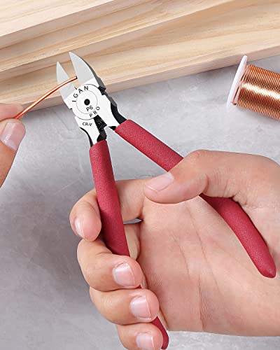 IGAN-P6 Wire Cutters (Pack of 2), 6-inch Ultra Sharp & Powerful Side-cutting Pliers with Longer Flush Cutting Edge, Ideal Wire Cutter for Crafts, Floral, Electrical & Any Clean Cut Needs - size: Pack 2