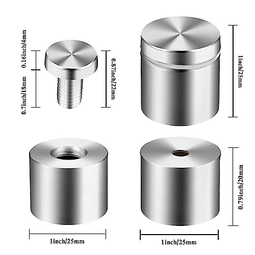 Standoff Screws for Acrylic Signs - Metal Mounts (1x1 in) - size: 1x1 in (12 Pcs)