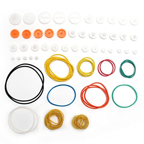 Fielect 84 Type Plastic Gears Set Plastic Belt Pulley Gears Combination for DC Motor DIY Model Toys - color: Plastic Belt Pulley Gears Combination