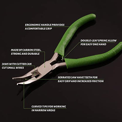 SPEEDWOX Mini Curved Nose Pliers with Serrated Jaw and Chain Cutter - 5 Inch Long Nose Pliers for Crafts, Jewelry Repair & Wire Jewelry Making - style: Angled nose pliers with cutter