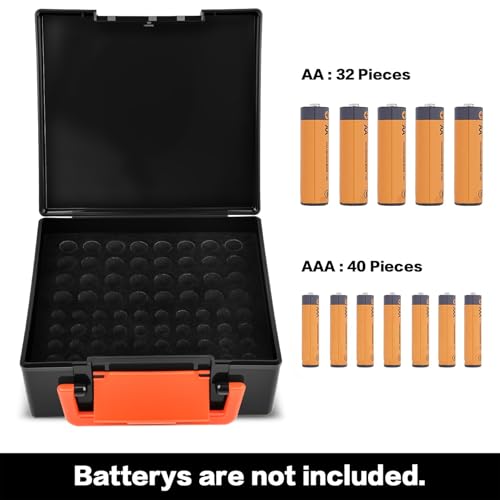 FULLCASE Battery Storage Organizer Holder Holds 72 AA AAA Batteries - color: Black