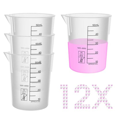 12PCS 50ml Autoclavable Stackable Plastic Beakers, LVB011 - style: 12pcs of 50ml