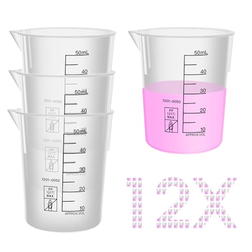 12PCS 50ml Autoclavable Stackable Plastic Beakers, LVB011 - style: 12pcs of 50ml