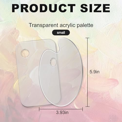 2 Pack Acrylic Paint Palette with Thumb Hole Clear Paint Pallet, Easy Clean Non-Stick Artist Pallet for Oil Watercolor
