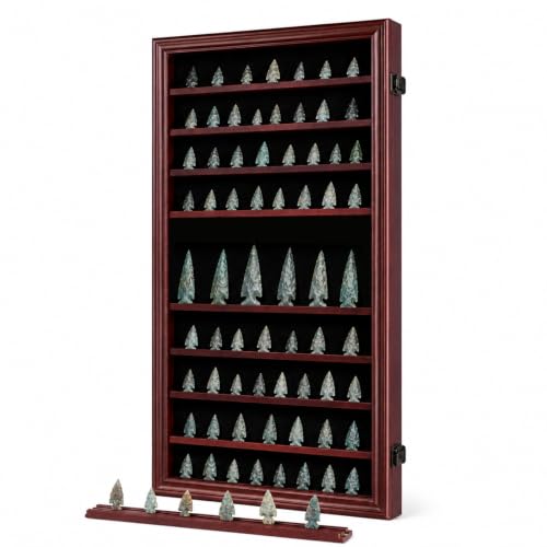 KCRasan Arrowhead Display Case Native American Arrowhead Shadow Box - size: Oversized Mahogany