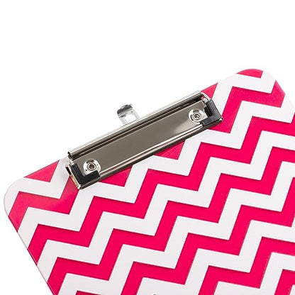 JAM PAPER Plastic Clipboards with Low Profile Metal Clip - Letter Size (9 x 12.5) - Fuchsia Pink Chevron - Clip Board Sold Individually - color: Pink Chevron, size: Single Clipboards