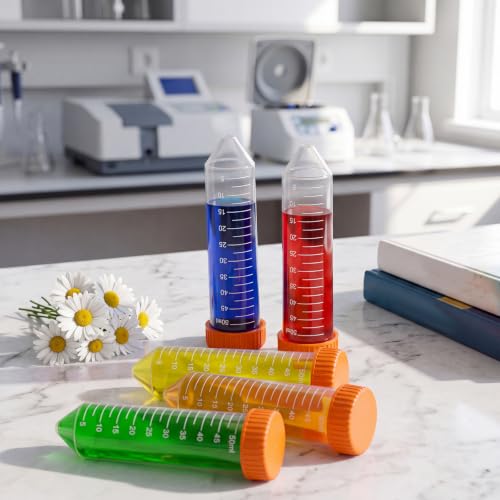 600 Pcs Plastic Centrifuge Test Tubes with Screw Caps, Orange - color: Orange