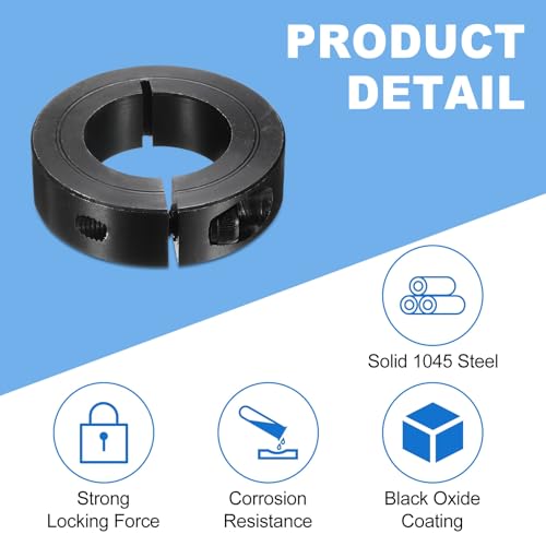 uxcell 2Pcs Single Split Shaft Collar, 30mm Bore One Piece Clamping Collar 54mm OD 15mm Thickness Black Oxide Lock Collar Clamp with Set Screws (1045 Steel) - size: 30mm x 54mm x 15mm