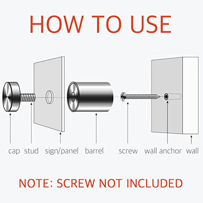 1/2 x 1-5/8 Inch Standoff Screws for Acrylic - Lantee Stainless Steel Glass Sign Standoff Mounts Hardware Bolts (12 x 40mm, 20 Pcs) - color: Silver, size: 1/2" x 1-5/8" / 12 x 40mm