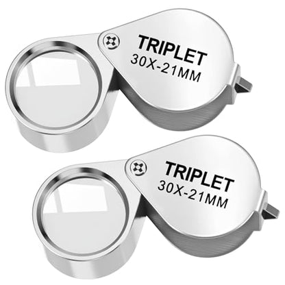 Xindojuz 2 PCS Jewelers Loupe Magnifier, Pocket Foldable 30 x 21mm