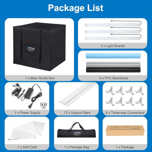 PULUZ Photo Light Box 40x40in, 306 LED Photo Background Shooting Tent - size: 40*40 Inch