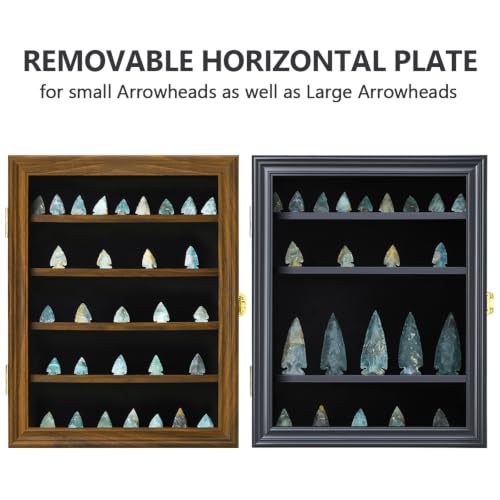 KCRasan Arrowhead Display Case Native American Arrowhead Shadow Box, Walnut - size: Small Walnut