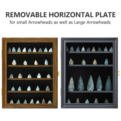 KCRasan Arrowhead Display Case Native American Arrowhead Shadow Box, Walnut - size: Small Walnut