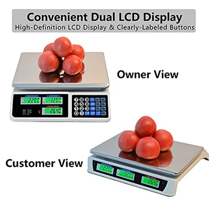C-CHAIN 88LB Digital Price Scale Electronic Price Computing Scale LCD Digital Commercial Food Meat Weight Scale, Upgraded Version