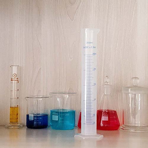 250ml Plastic Measuring Graduated Cylinder, Polypropylene Plastic, 2-Sided Marking, Ideal for Science, School and Home Lab, HUAOU, Pack of 1 - size: 250ml