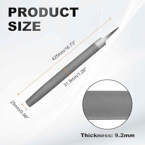 HARFINGTON 2pcs 14" Half Round Medium Cut File Double Cut Teeth Bastard Metal File High Carbon Steel T12 without Handle for Metal Wood Tool Sharpener, Gray - size: 14"