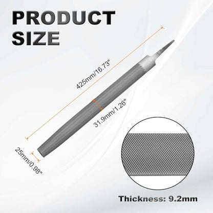 HARFINGTON 2pcs 14" Half Round Medium Cut File Double Cut Teeth Bastard Metal File High Carbon Steel T12 without Handle for Metal Wood Tool Sharpener, Gray - size: 14"