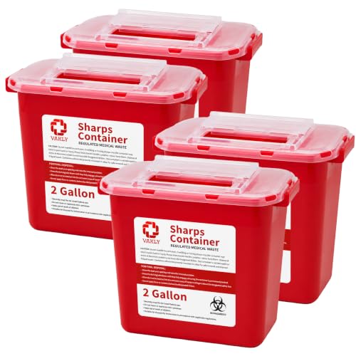 Bulk Professional Sharps Container 2 Gallon | Large Puncture Resistant Biohazard Medical Waste Disposal Box for Safe Needle and Syringe Collection | Approved for Home and Professional use (4)