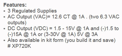 Elenco AC/DC Triple Output Power Supply STEM Electronics Kit