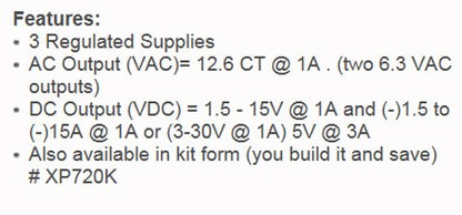 Elenco AC/DC Triple Output Power Supply STEM Electronics Kit