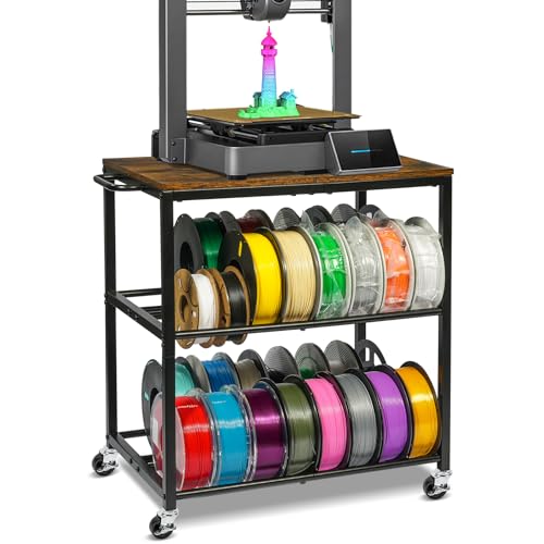 24" Portable Small 3D Printer Cart with Filaments Storage &Wheel.(Rustic - color: Rustic