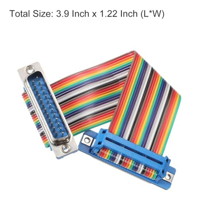 MECCANIXITY IDC Rainbow Wire Flat Ribbon Cable DB25 Male to DB25 Male 3.9 Inch Length 2.54mm Pitch Breadboard Jumper Wires for Electronic Projects - size: 3.9 Inch, style: DB25 Male to DB25 Male