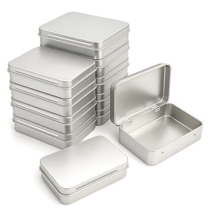 12-Pack Silver Hinged Tin Boxes for Resin Crafts - color: Silver, size: 12 Pcs 4.5" x 3.5" x 0.9"
