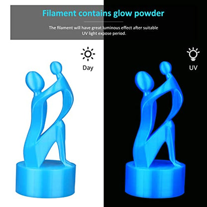 PLA+ 3D Printer Filament Luminous Blue, 1.75mm No Tangle, Net Weight 2.2lbs Spool (1kg, PLA Pro Plus, Blue with Glow in The Dark Effect - color: Pla 1kg-blue With Luminous Effect