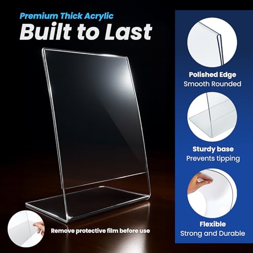 Azar Displays 112738 3.5" W x 3.5" H L-Shaped Acrylic Sign Holder-10pk - size: 3.5 in. W x 3.5 in. H Horizontal