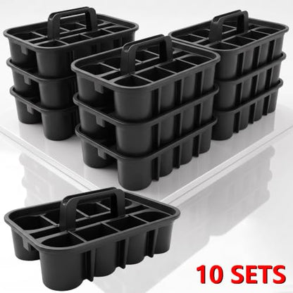 Deluxe Carry Caddy With Handle & 6 DIY Removable Partitions, 10Pcs