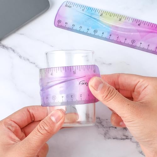 Grevosea 2-Piece Flexible Ruler, 15cm/6inch Plastic Shatterproof Straight Edge Soft Bendable Ruler for School, Classroom, Office, Kids & Adults - size: 6inch