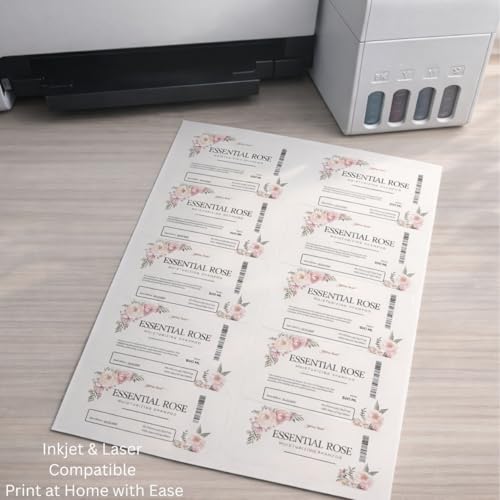 4" x 2" Matte White Printable Bottle Labels Waterproof Vinyl Sticker Labels 200 Labels Inkjet & Laser Printer Compatible