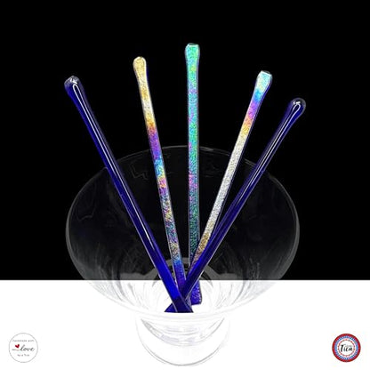 studioTica Handmade Glass Swizzle Sticks: Midnight Fire, Set of 5 - color: Midnight Fire