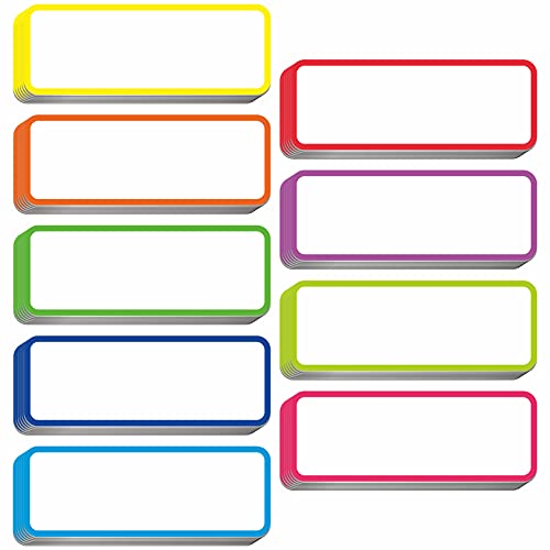 54 PCs Magnetic Dry Erase Reusable Name Tag Label Plate Neon Sticker in 9 Colors for Whiteboards Locker Fridge School Office Home (3.2" x 1.2" Each) - color: Colorful, size: 3.2" x 1.2"