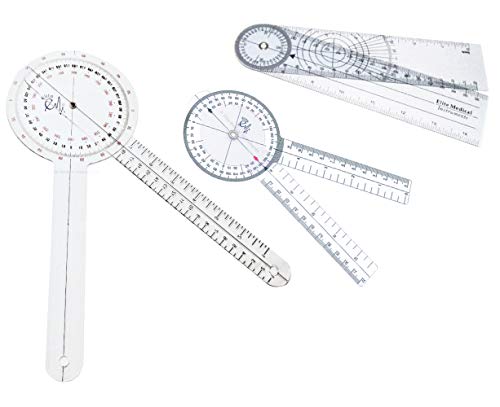 EMI Goniometer Set – 12", 8", 8" Spinal | 3-Piece Medical Goniometer Kit for Physical Therapy, Rehabilitation & Joint Measurement | EGM-428