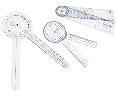 EMI Goniometer Set – 12", 8", 8" Spinal | 3-Piece Medical Goniometer Kit for Physical Therapy, Rehabilitation & Joint Measurement | EGM-428