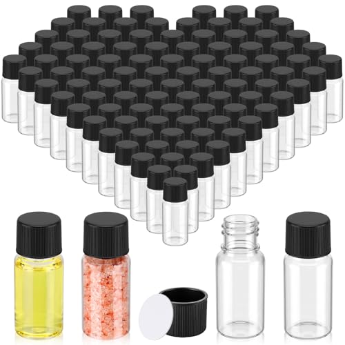 Lemonroad 200 Pcs 10 ml Plastic Vials with Screw Caps and Plastic Stoppers - color: Black