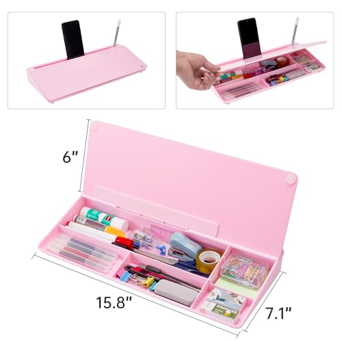 TSJ OFFICE Desktop Whiteboard Dry-Erase-Board - Computer Keyboard Stand White Board Surface Pad with Drawer, Desk Organizers with Accessories for Office, Home, School Supplies - Complete Pink - color: Pink Base/Glass